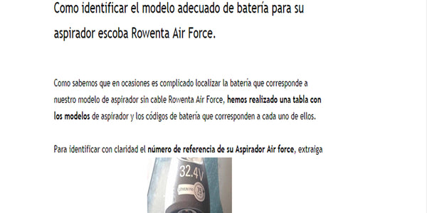 Baterías y modelos de aspirador Rowenta Air Force