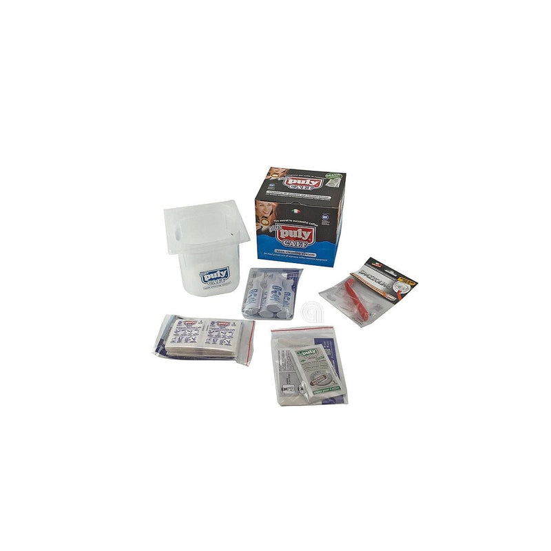 kit de limpeza profissional 5 produtos Puly Caff para máquinas de café espresso