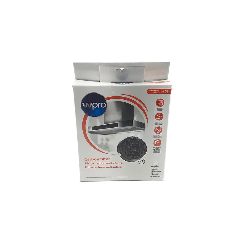 Filtro de carvão ativado circular tipo 58 para exaustor Whirlpool