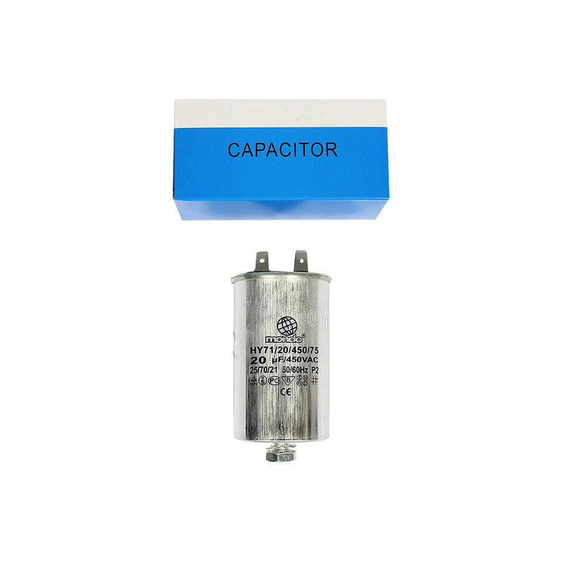 MONDO, UNIVERSAL - Condensador Metálico 20uF para Máquina de Lavar - 00230306