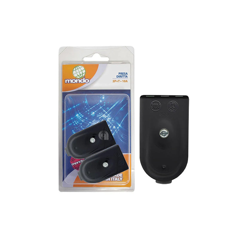 MONDO - Conjunto de 2 Tomadas 10A Retas Pretas com Terra - AST-55301364