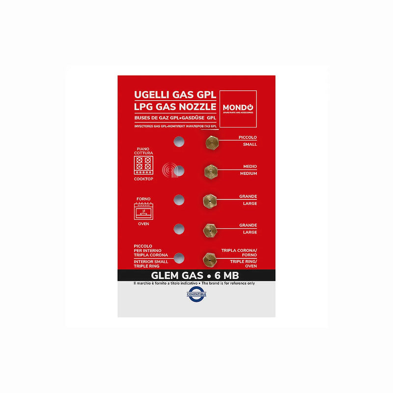 GLEM GAS, UNIVERSAL, MONDO - Bicos de gás Adaptáveis para Placa de Cozedura - AST-00537506