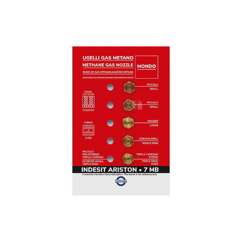 WHIRLPOOL, ARISTON, INDESIT, UNIVERSALE, MONDO - Bicos de gás metano para placa de cozinha - AST-00537531