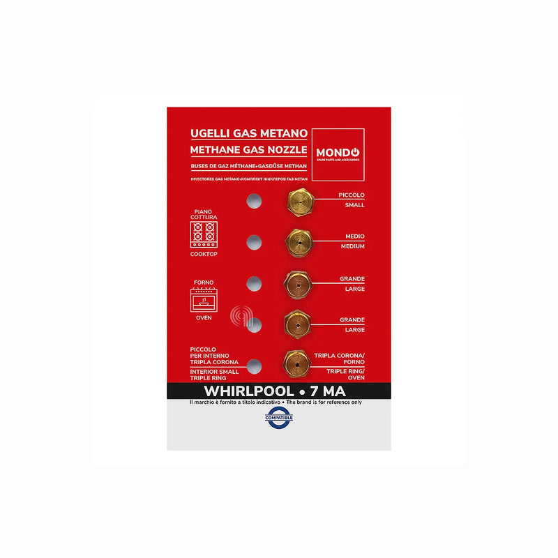 WHIRLPOOL, UNIVERSALE, MONDO - Bicos de gás metano para placa de cozinha - AST-00537529