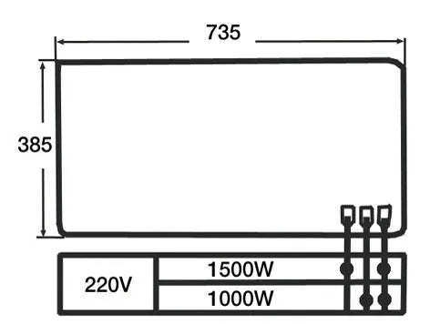 Placa de fogão elétrica 735x385mm 1500W