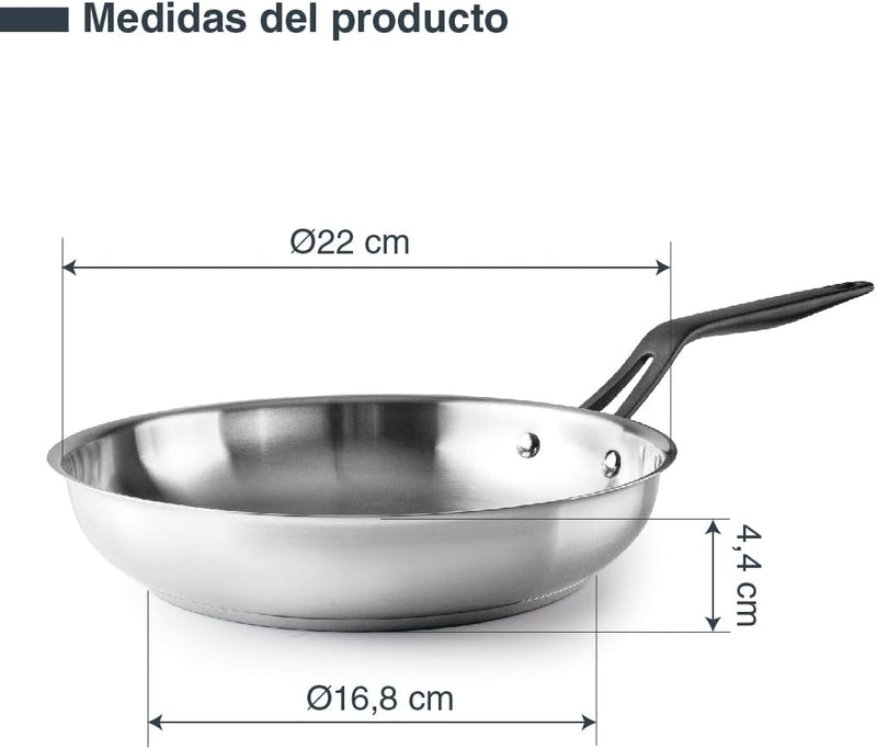 LACOR Frigideira Origin Aço Inoxidável 22cm - Modelo 47322