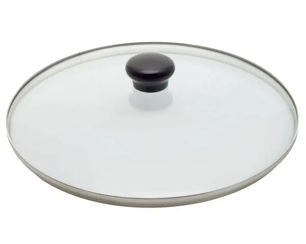 Tampa de vidro inox com válvula ø 26 cm.