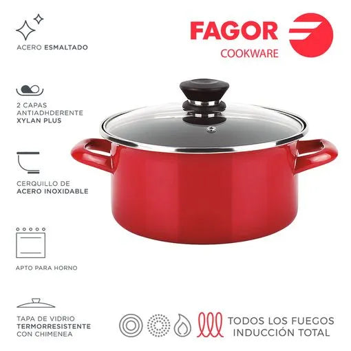 FAGOR Olla OPTIMAX + TAPA Ø24 rojo mate