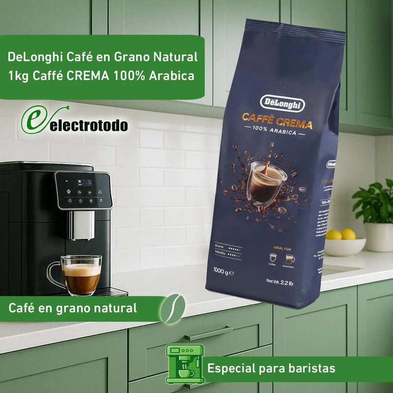 DeLonghi Café em grão Crema, 100% Arábica, 1 Kg DLSC618