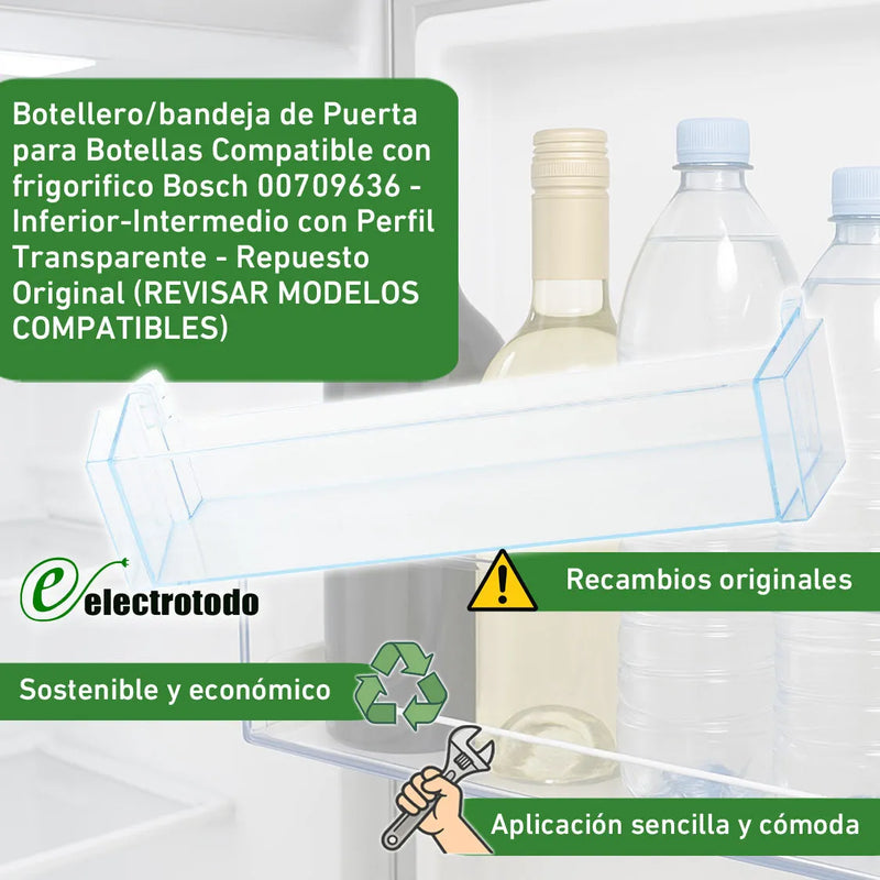 Bandeja intermediária inferior da porta da geladeira Bosch 00709636