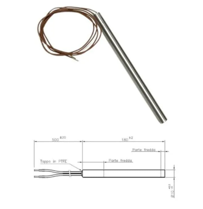 Resistência estufa pellet 180mm x 10mm 320W HT62701
