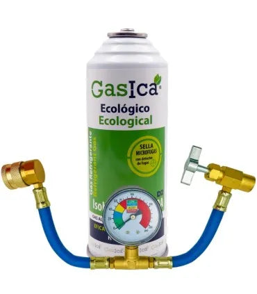 Gas refrigerante ecológico GASICA D2 - R12 R134a + manómetro