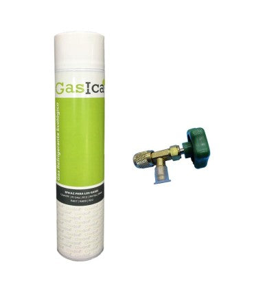 Gas refrigerante ecológico GASICA R410A-R407C-R12-R134A + llave de servicio