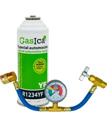 Gas refrigerante ecológico GASICA YF - R1234yf + manómetro