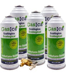Pack 5 botellas gas refrigerante GASICA D2 - R12 R134a + llave de servicio