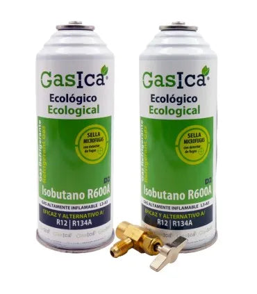 Pack gas refrigerante GASICA D2 - R12 R134a + llave de servicio