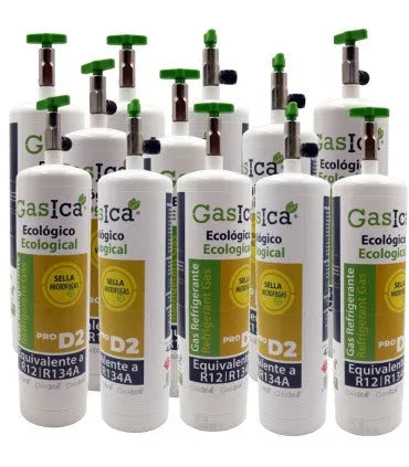 Pack 12 botellas gas refrigerante GASICA PRO D2 - R12 R134a