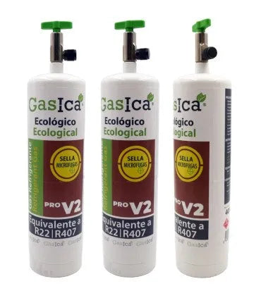 Pack 3 botellas gas refrigerante GASICA PRO V2 - R22 R407 R290