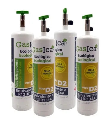 Pack 4 botellas gas refrigerante GASICA PRO D2 - R12 R134a