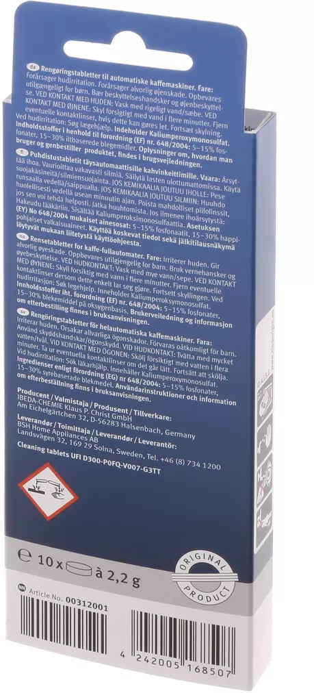 Pastillas detergente cafeteras y termos Bosch, Siemens 00312001